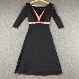 Vintage Y2K Zinc Babydoll Dress Womens Small S black Mesh Lettuce Hem